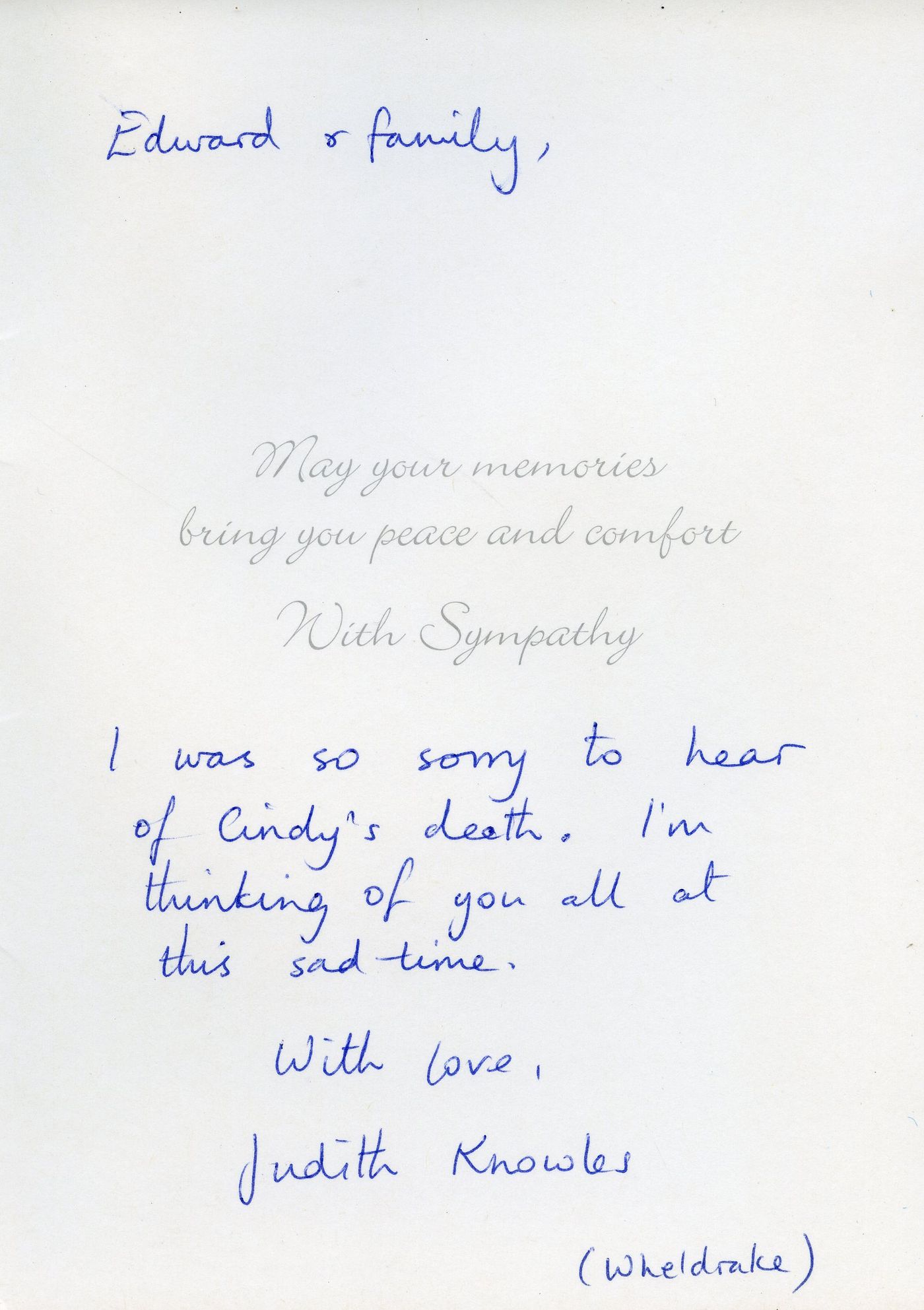 Inside of the card