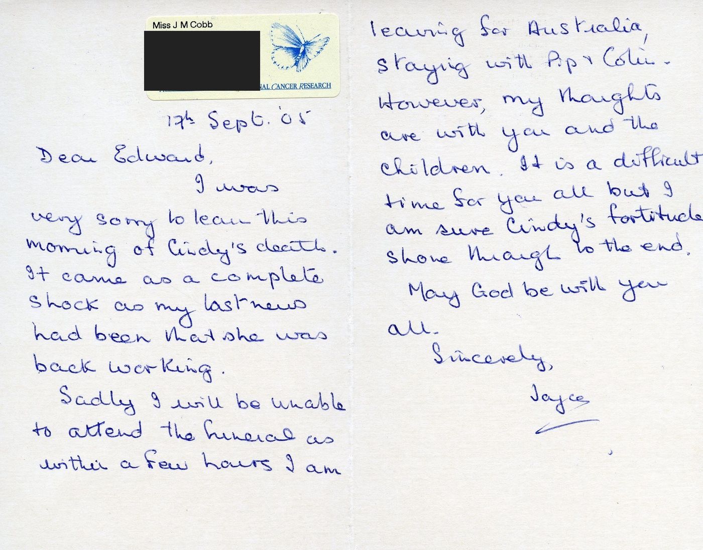 Inside of the card