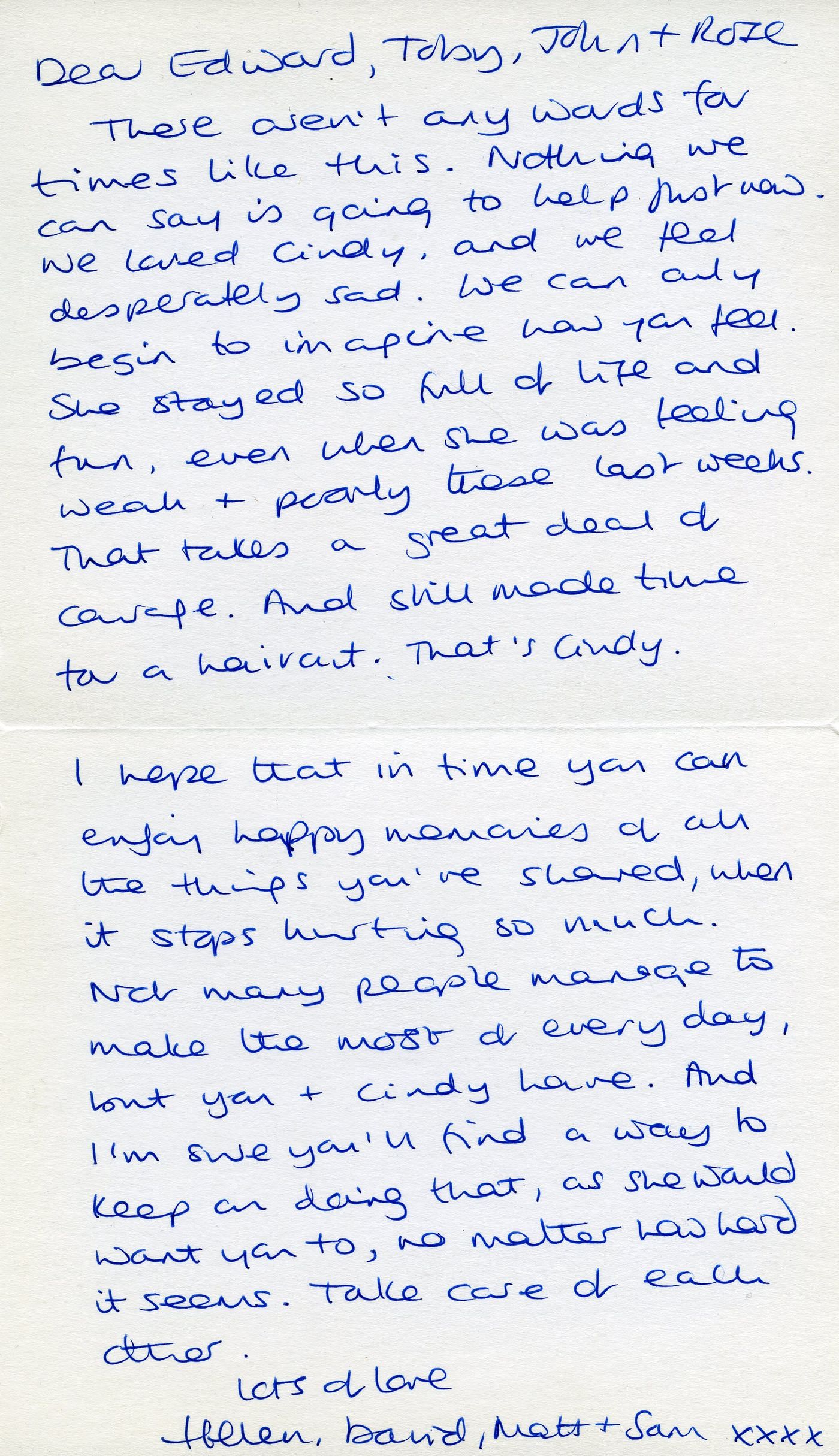 Inside of the card