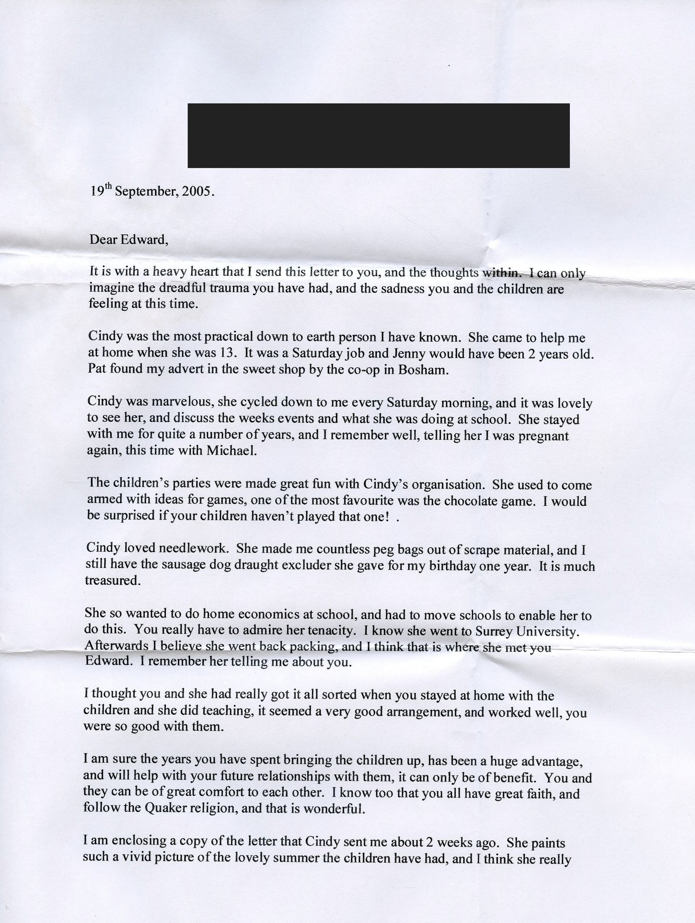 The first page of the memories from Annette