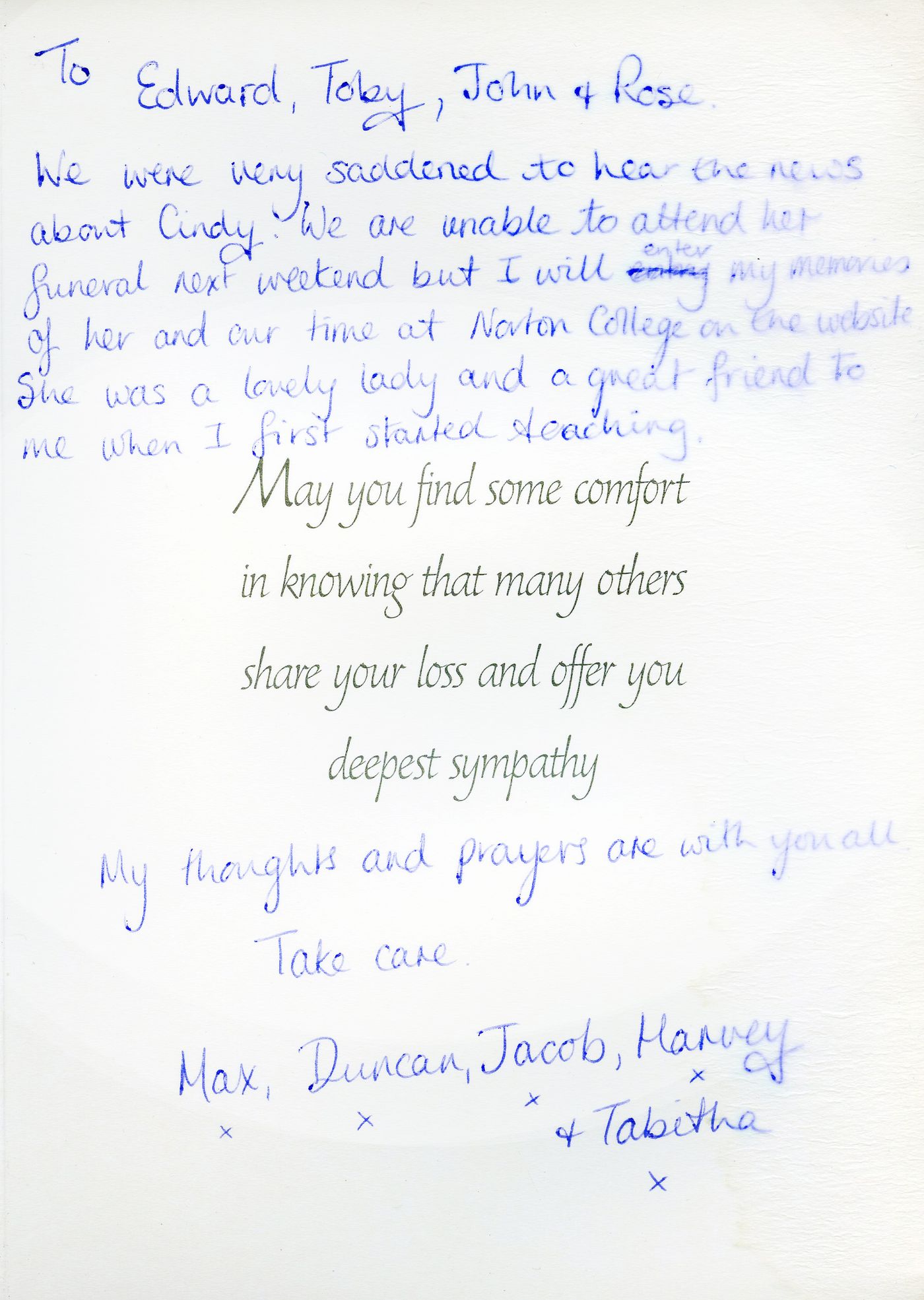 Inside of the card