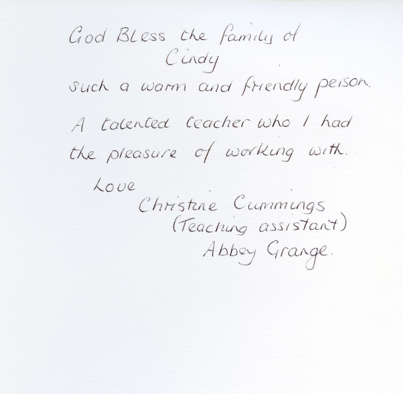 Inside of the card