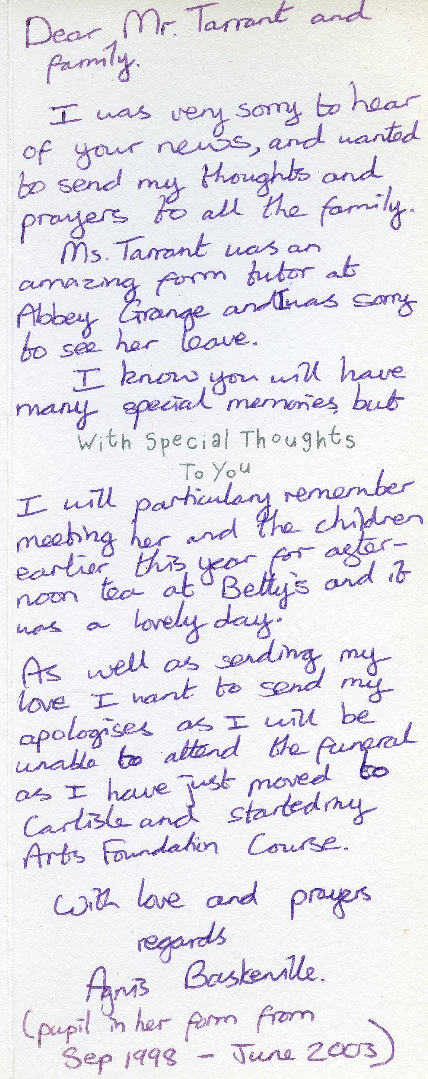 Inside of the card