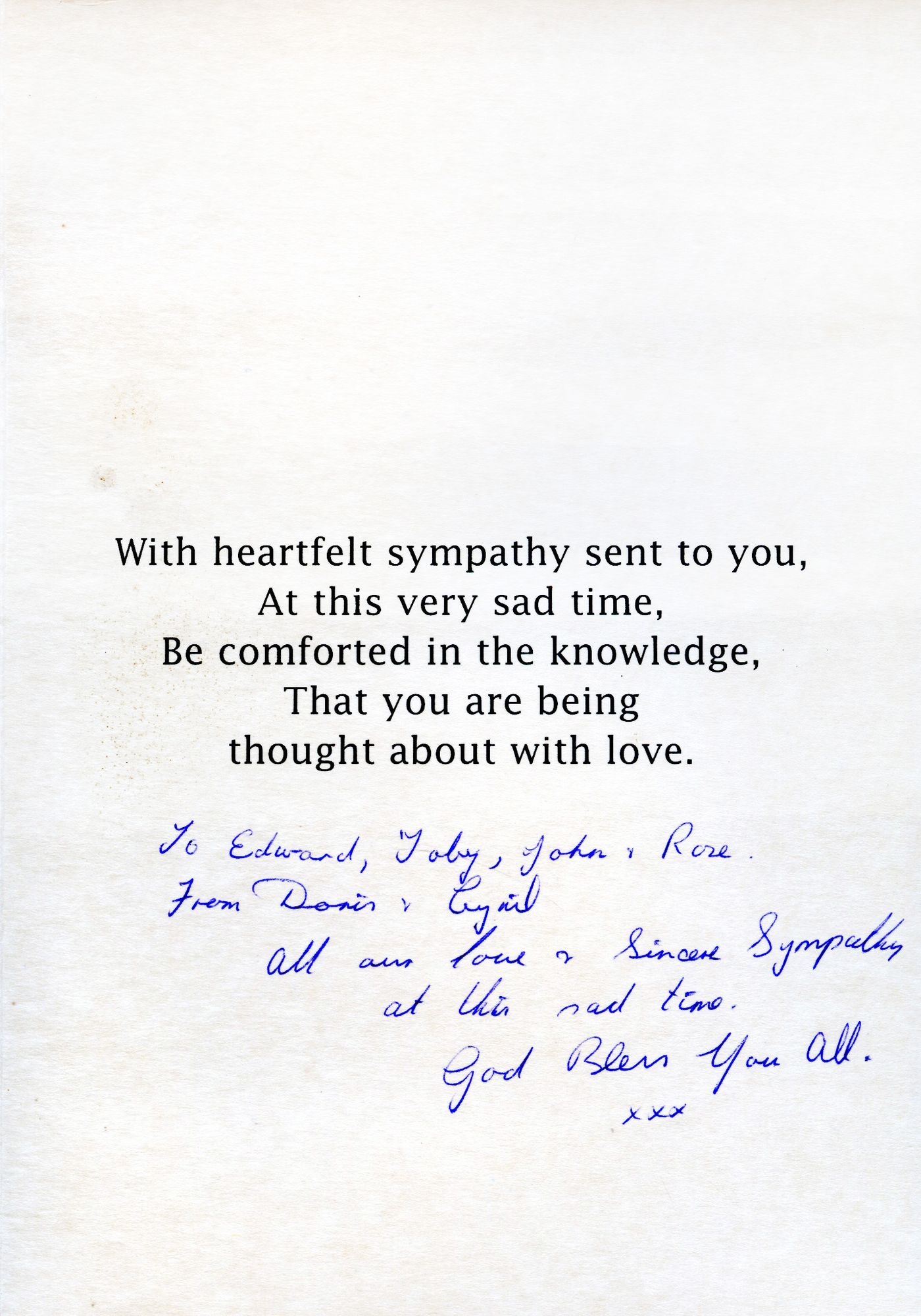 Inside of the card