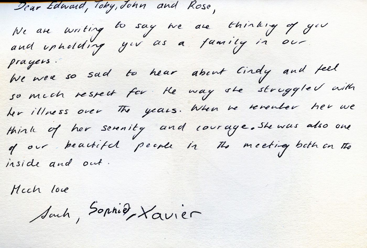 Inside of the card