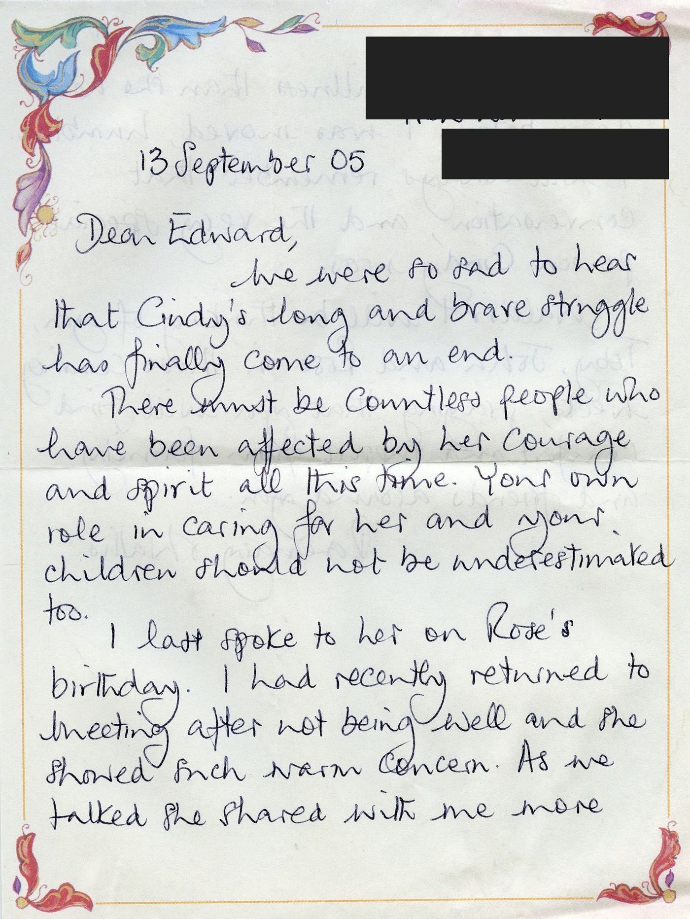 Front of the card from Rosemary and Wallis