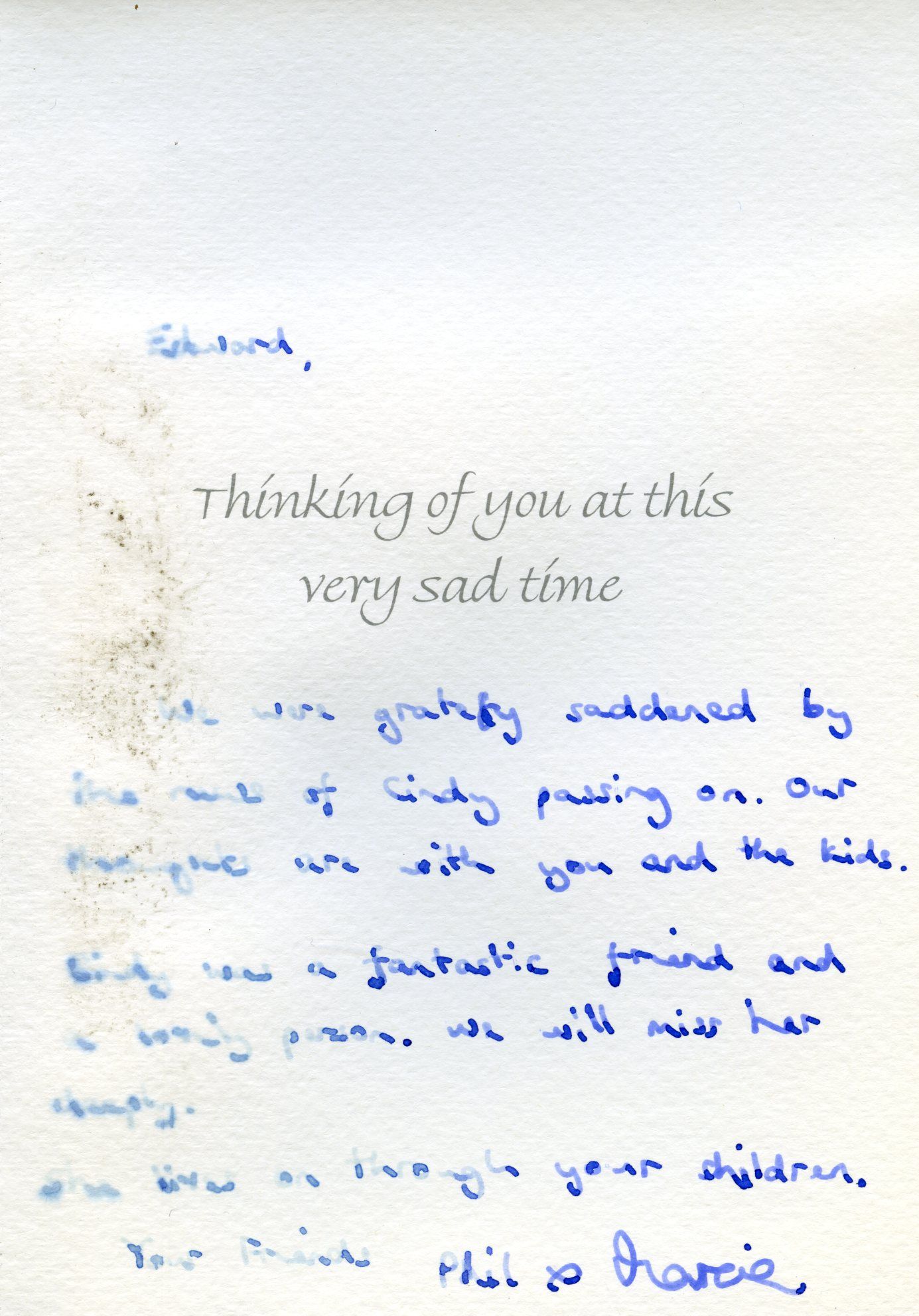 Inside of the card