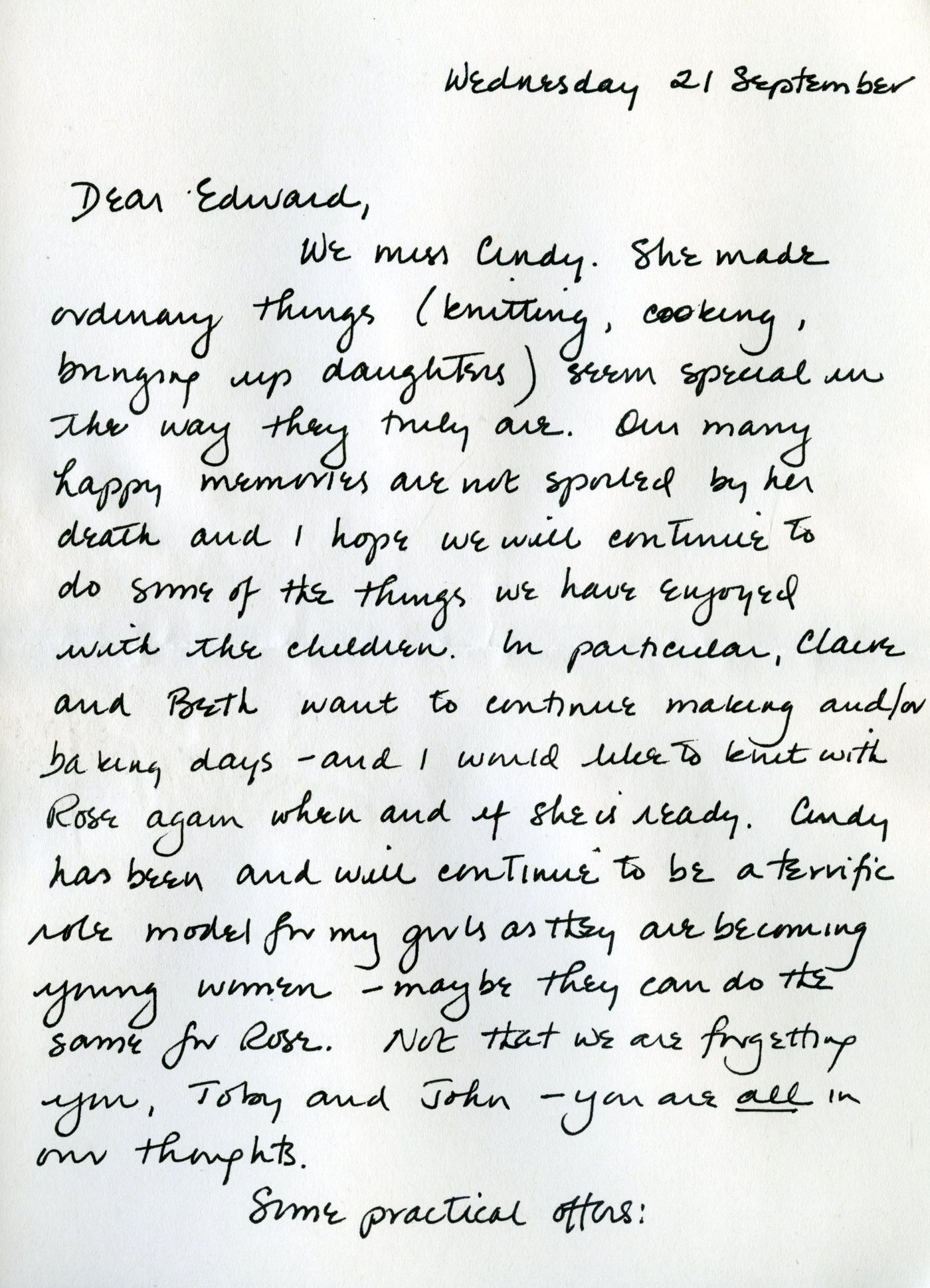 The first page of the memories from Carol
