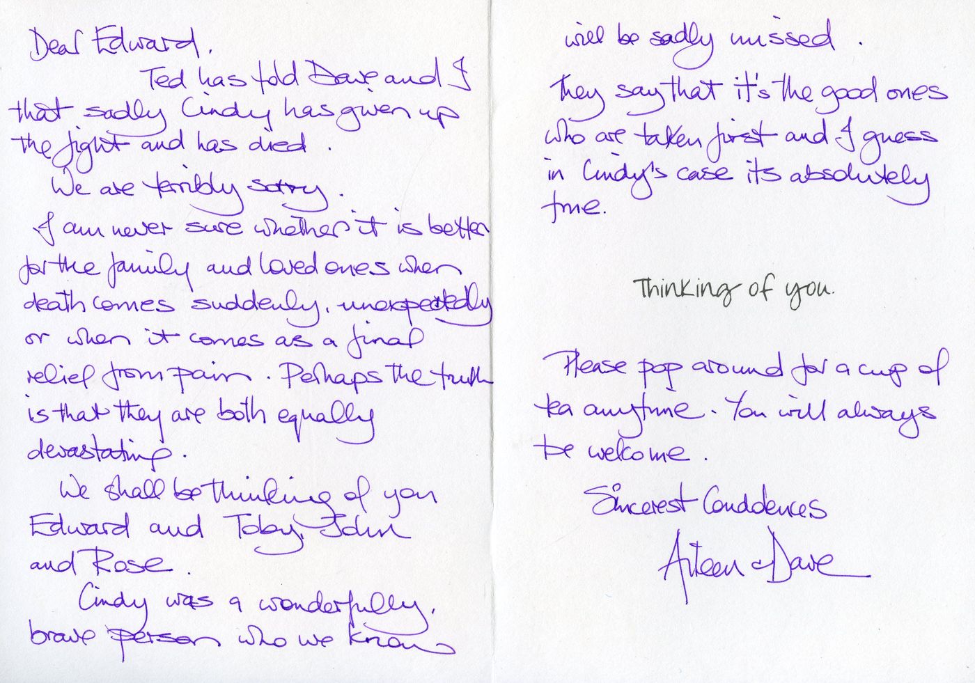 Inside of the card