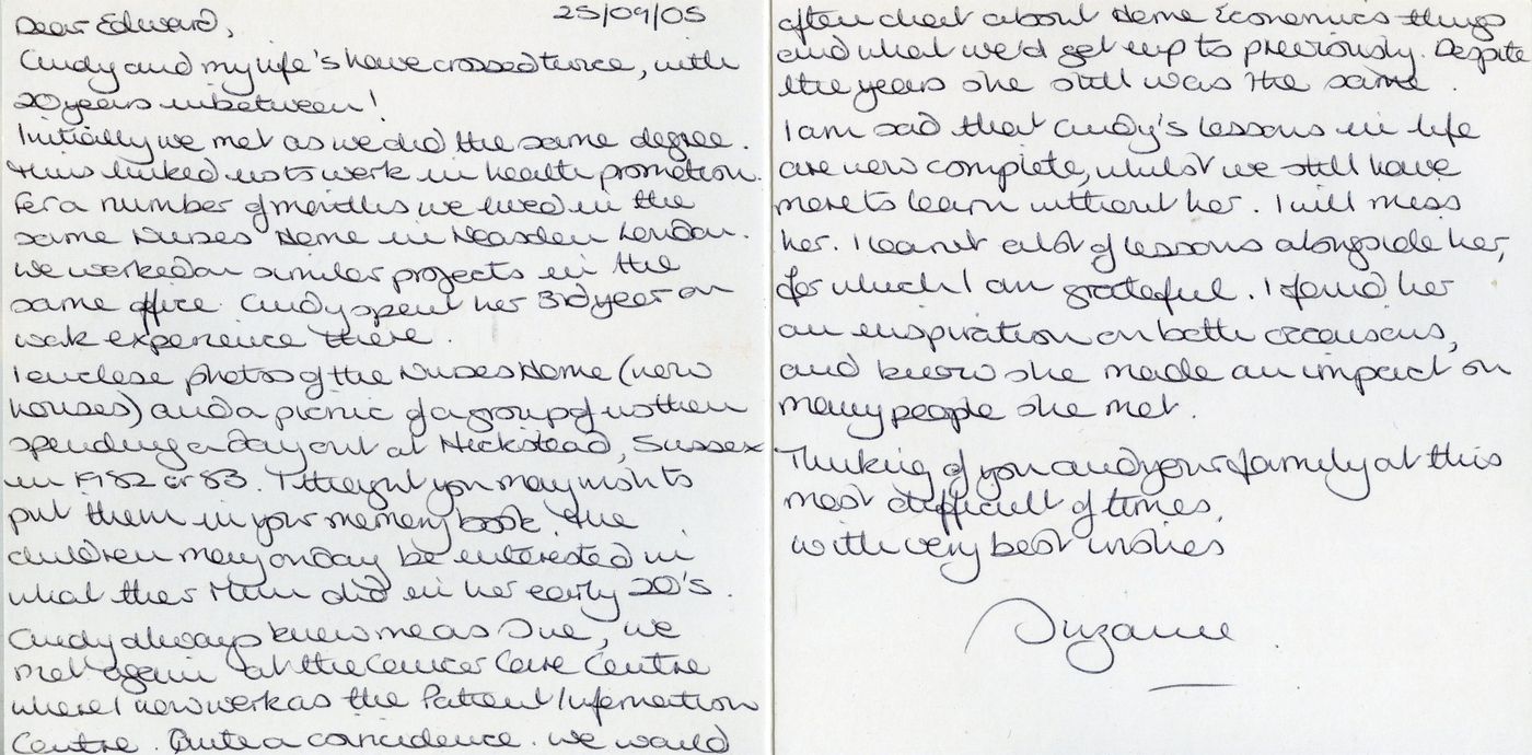 Page 2 of the memories from Suzanne