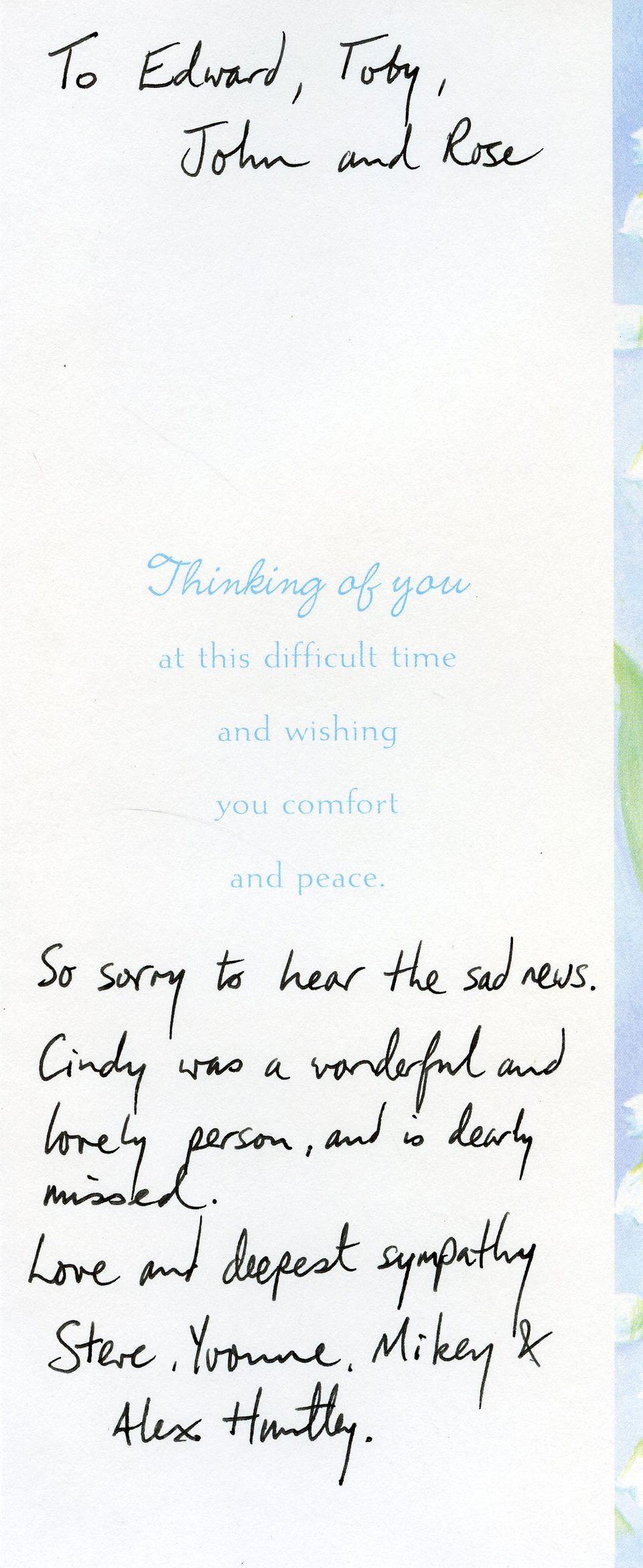 Inside of the card