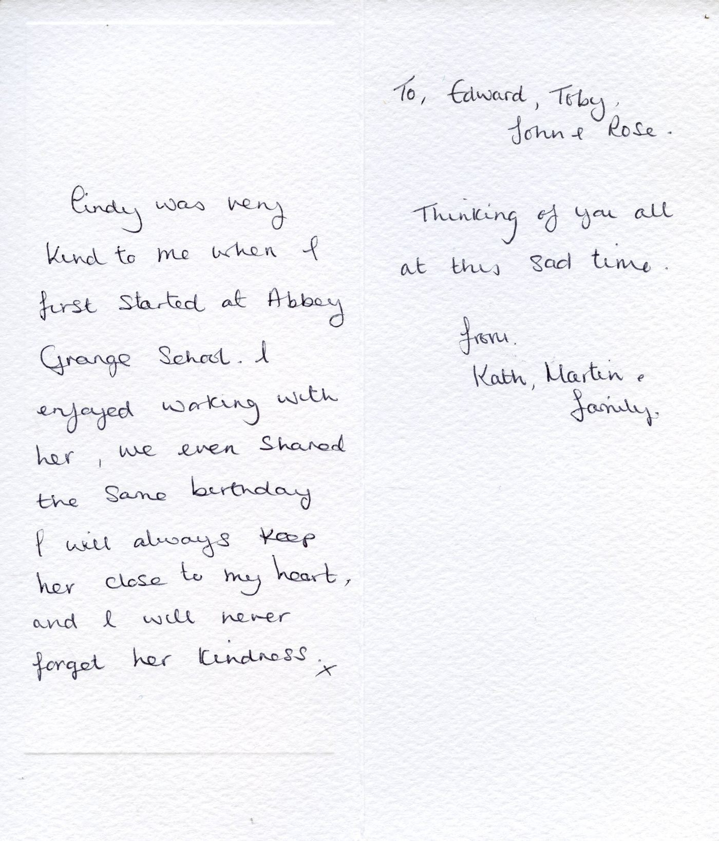 Inside of the card