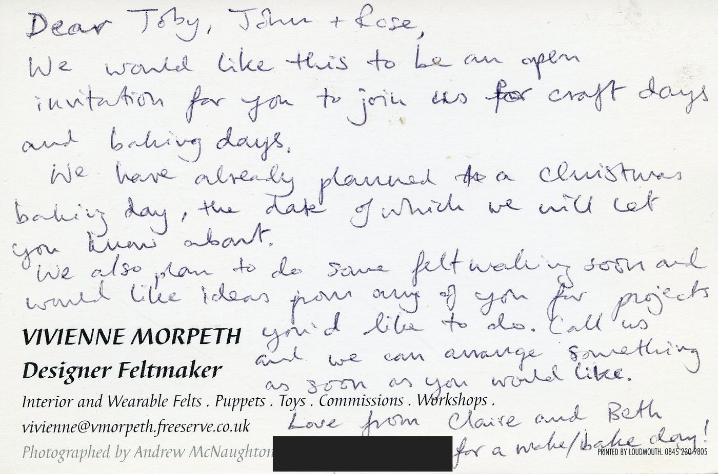 Inside of the card