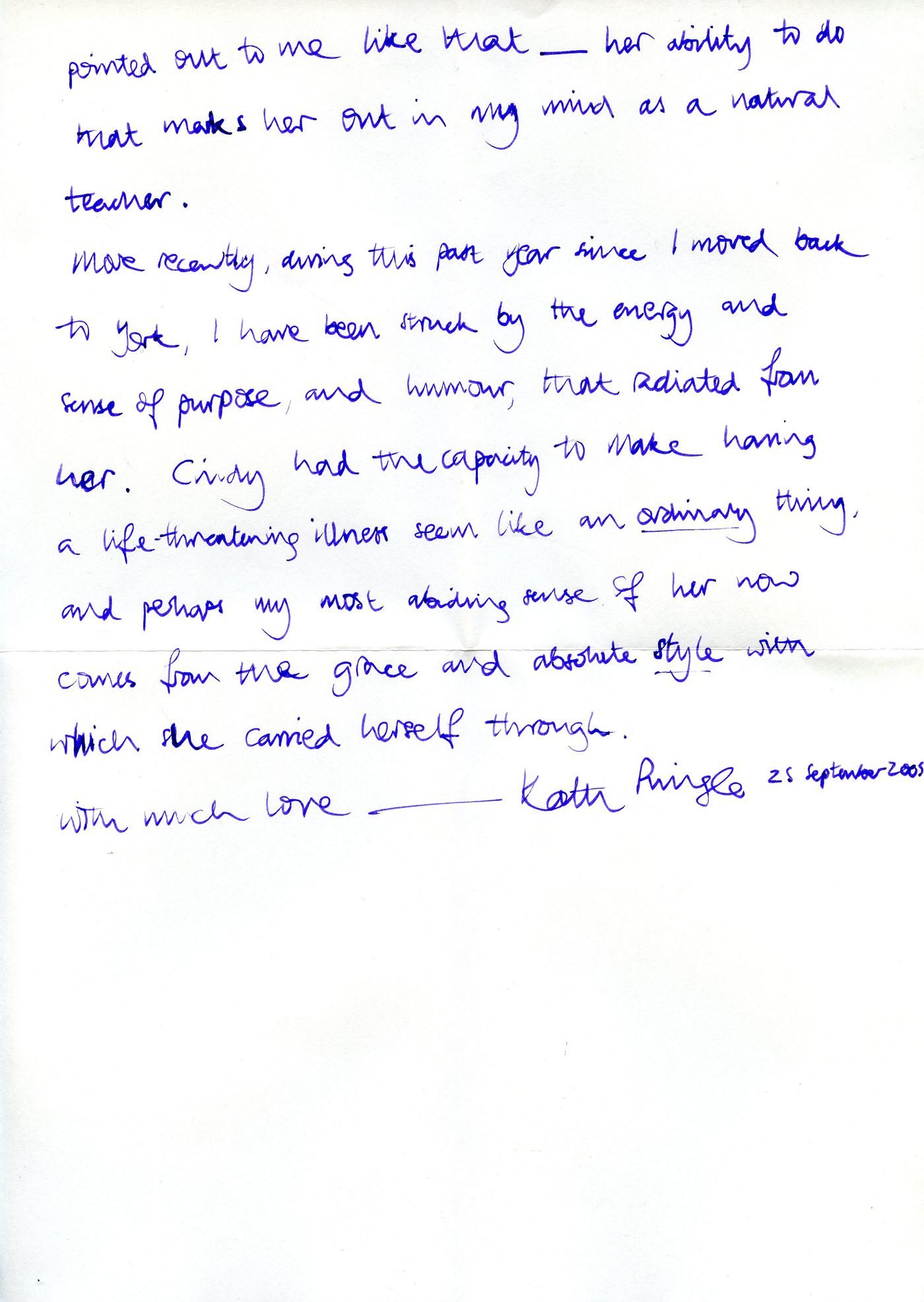 Page 4 of the memories from Kath