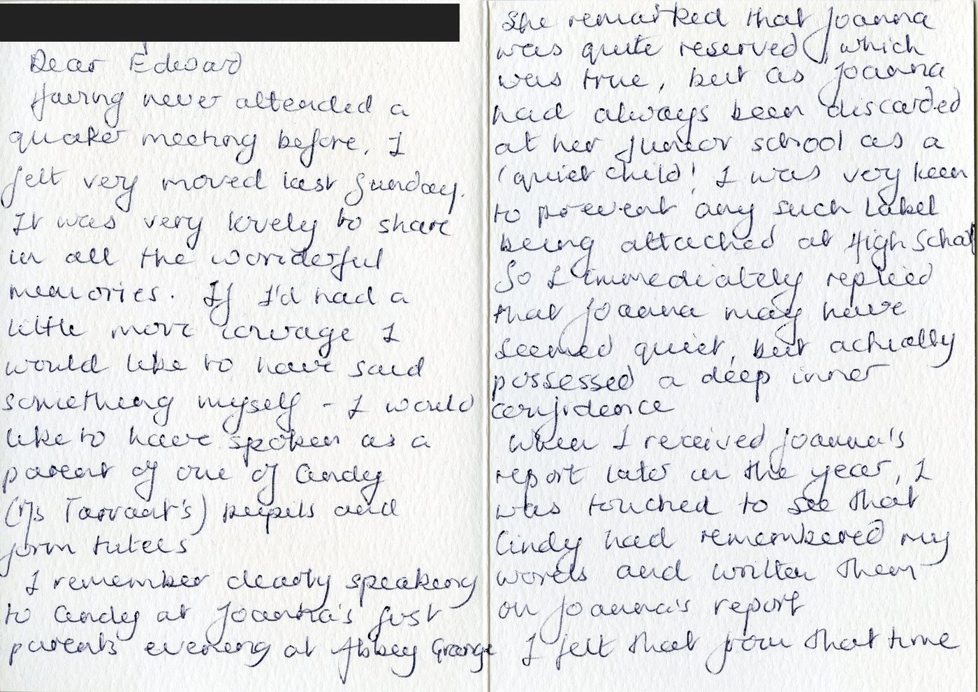 Page 2 of the memories from Angela Smithells
