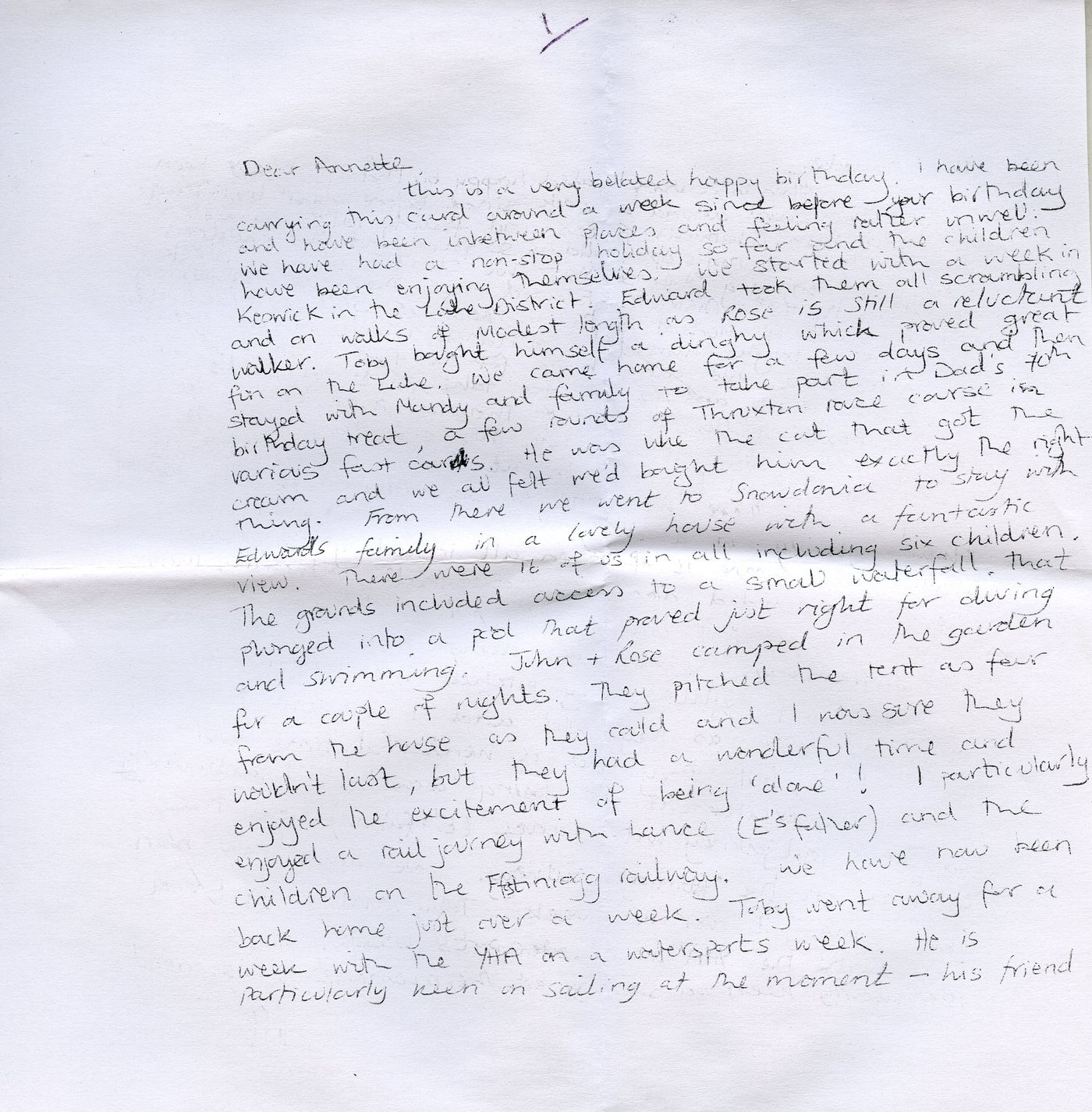 Page 3 of the memories from Annette